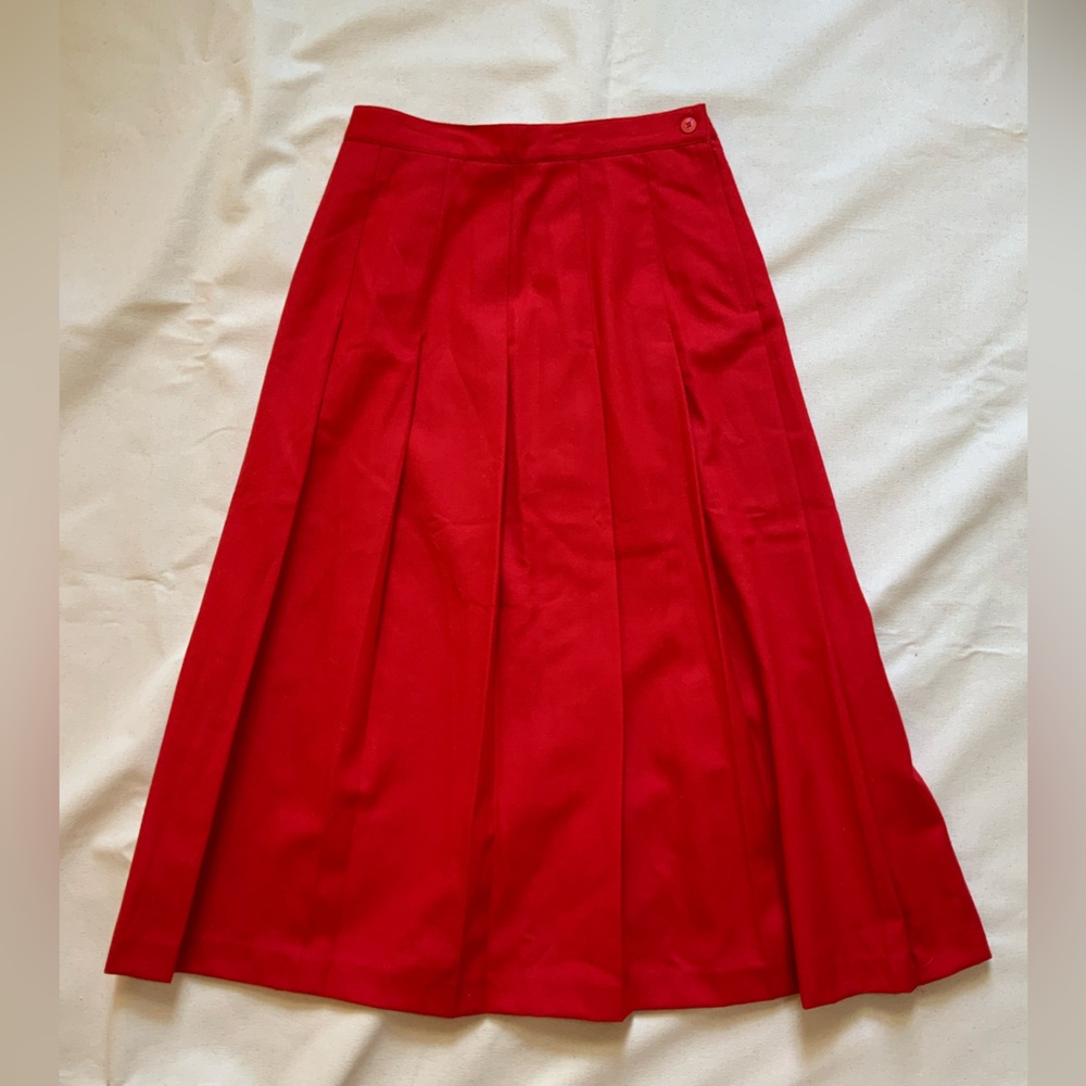 Rafaella Vintage Wool Red A-Line Midi Skirt